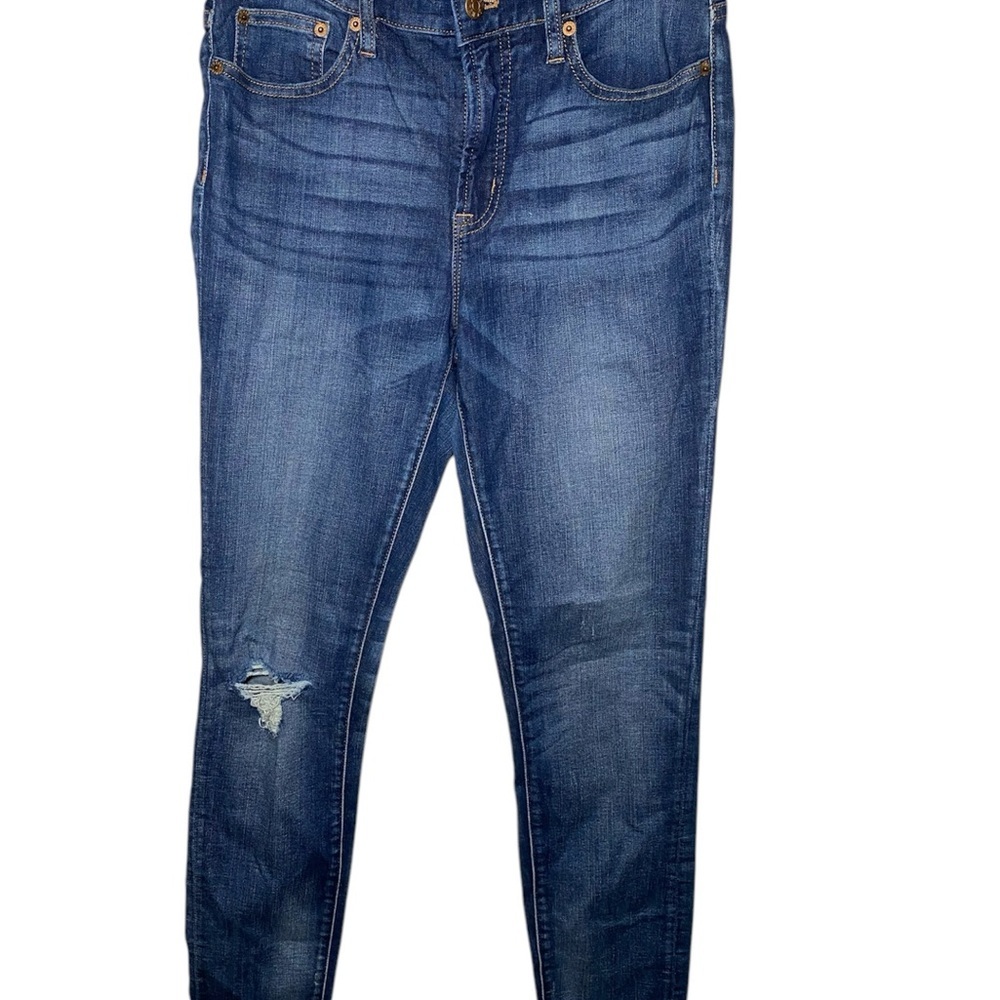 J. Crew Blue Skinny Jeans with Distressed Details
